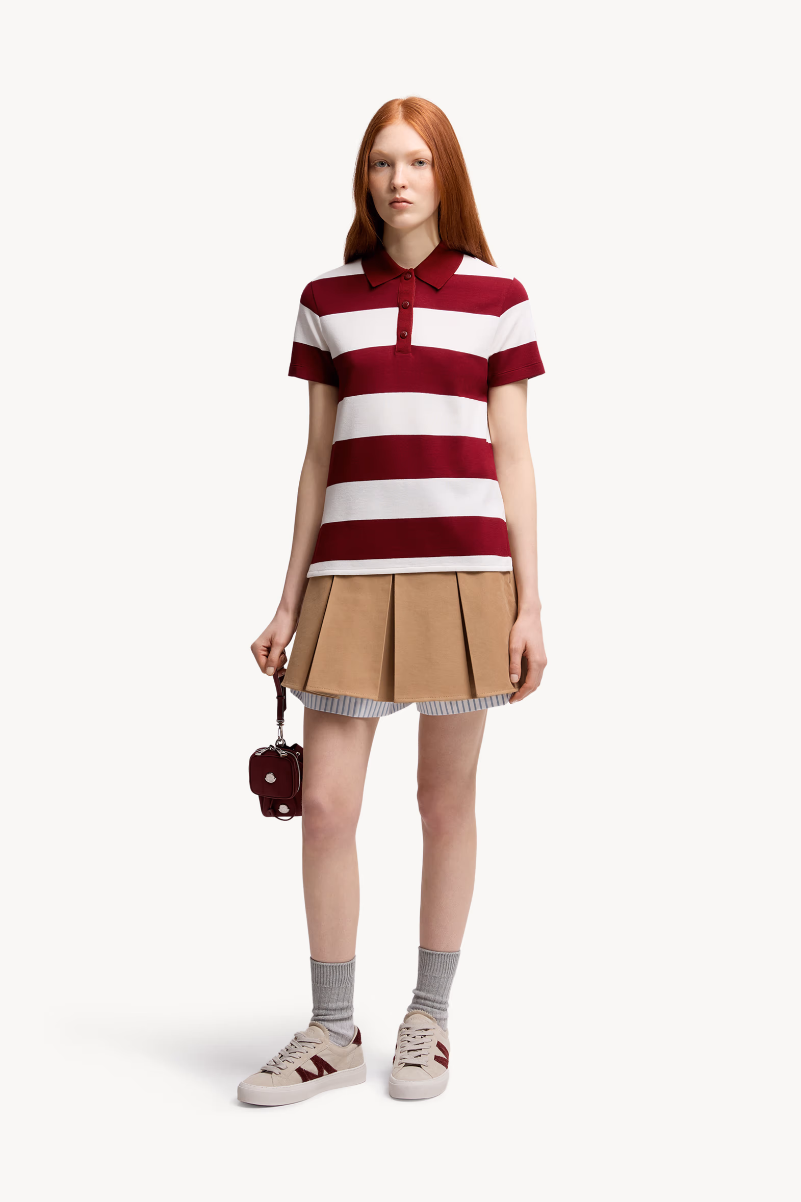 Striped Polo Shirt Women White & Blue Moncler 0